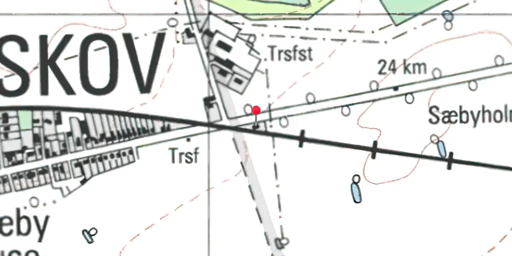 Historisk kort over Sæby Huse Holdeplads [1874-1877]