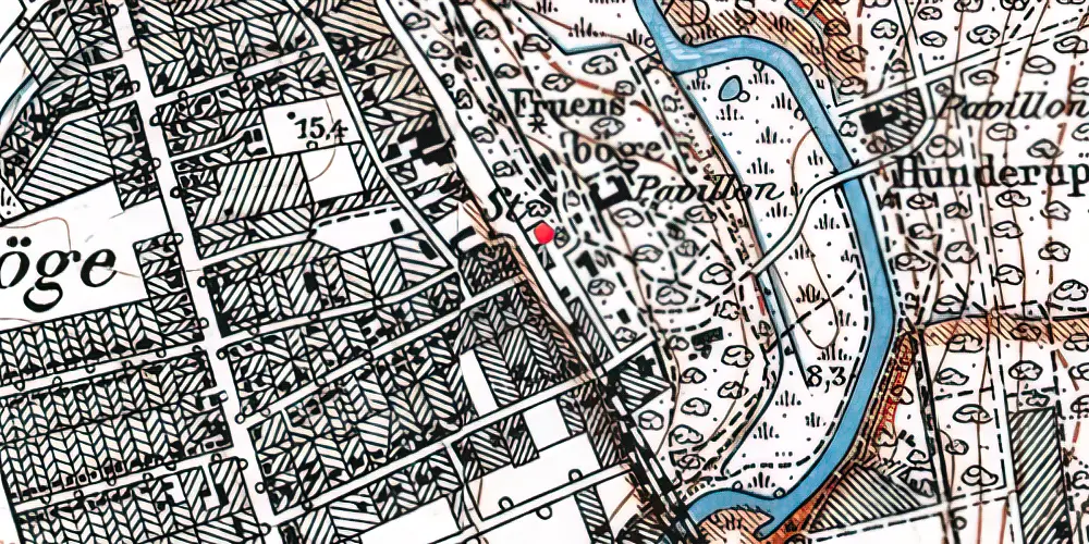 Historisk kort over Fruens Bøge Station