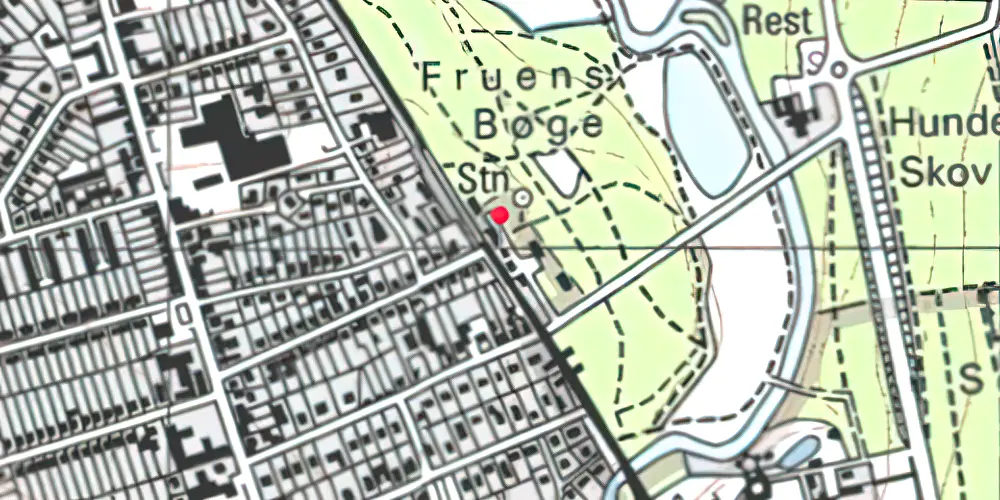 Historisk kort over Fruens Bøge Station