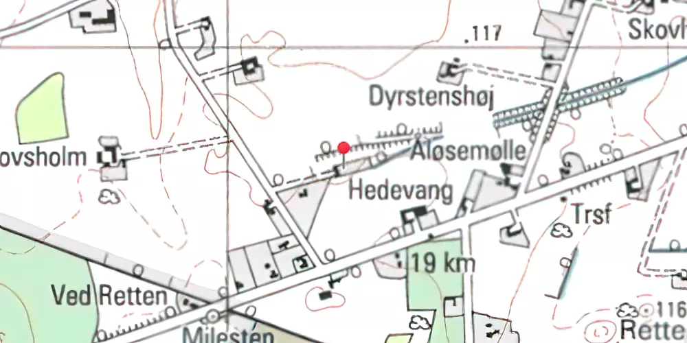 Historisk kort over Åløse Togfølgestation [1944-1950]