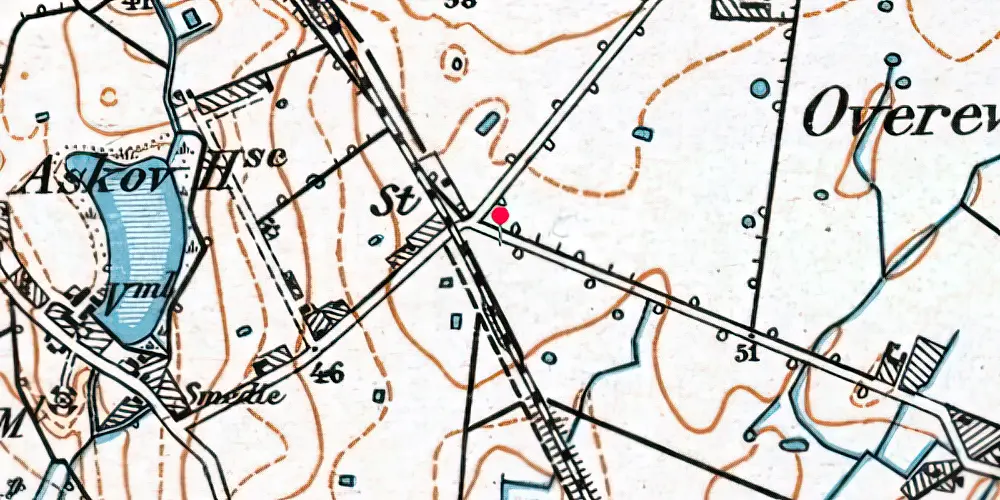 Historisk kort over Askov Huse Sidespor [1913-1924]