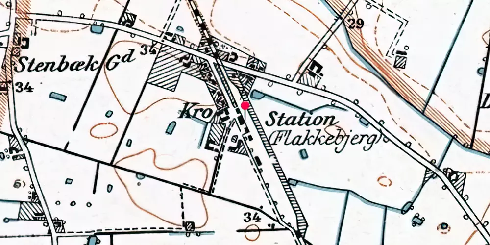Historisk kort over Flakkebjerg Station [1892-1966]