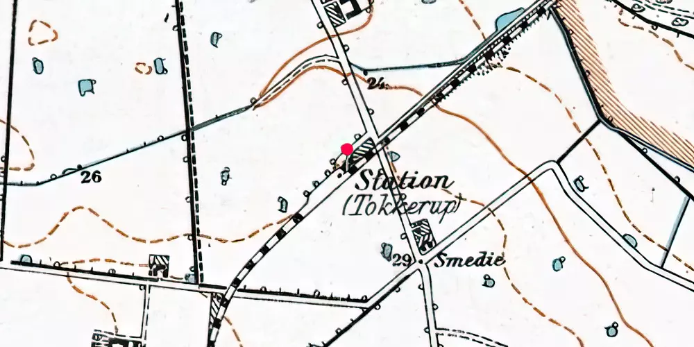 Historisk kort over Tokkerup Station [1879-1966]