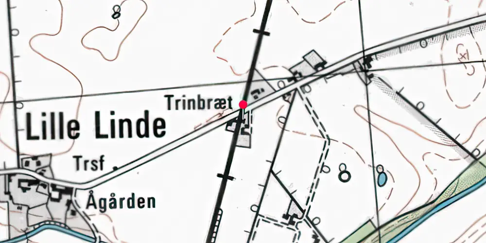 Historisk kort over Lille Linde Trinbræt [1930-1983]