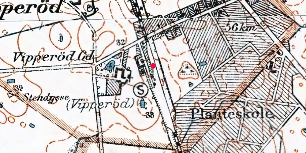 Historisk kort over Vipperød Militær Krydsningsstation Krydsningsstation [1885-1906]