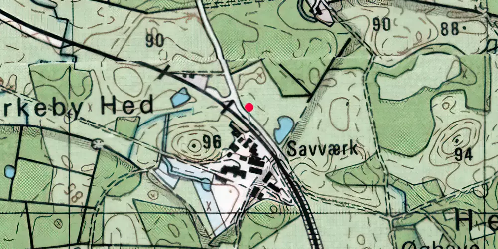 Historisk kort over Kirkeby Station [1907-1965]