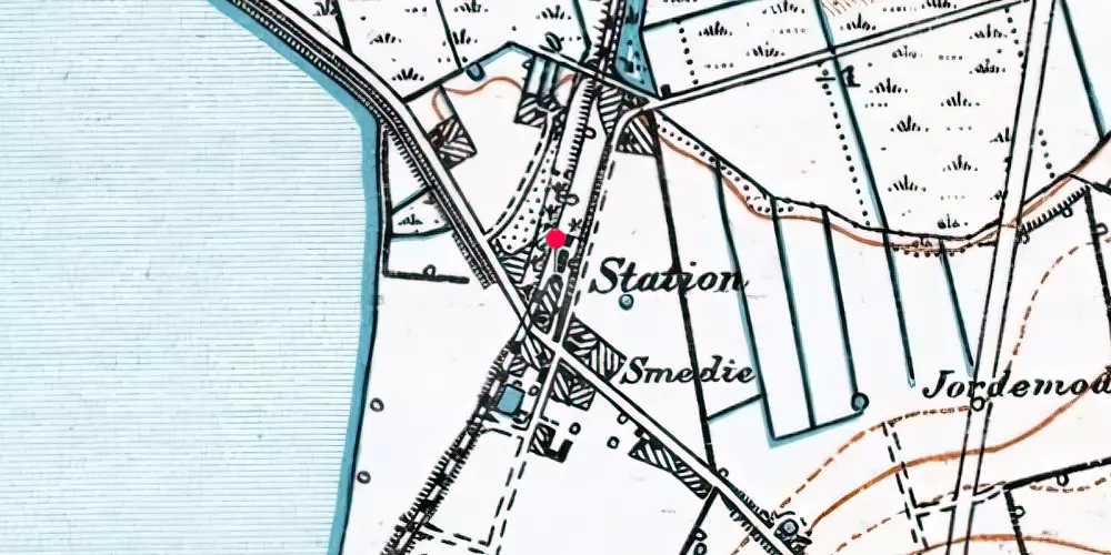 Historisk kort over Væggerløse Station [1886-1969]