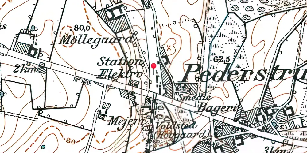Historisk kort over Pederstrup Trinbræt 