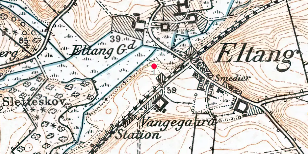 Historisk kort over Eltang Holdeplads [1868-1889]