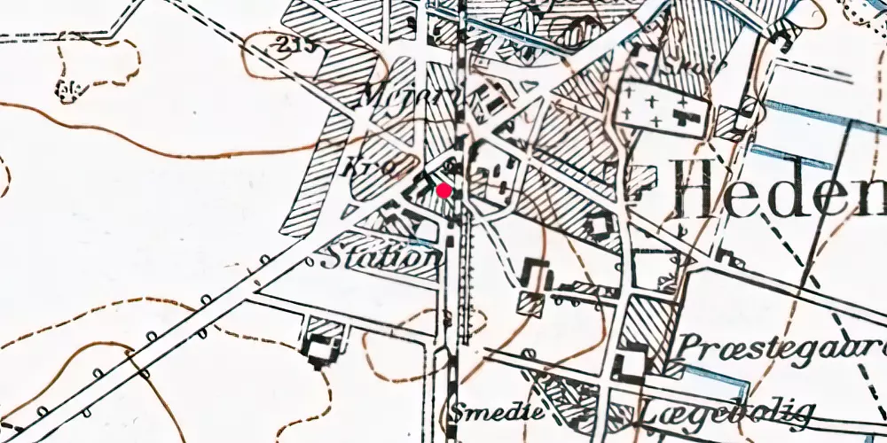 Historisk kort over Hedensted Station [1889-1920]