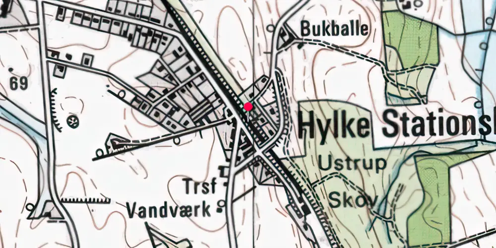 Historisk kort over Hylke Billetsalgssted [1868-1896]
