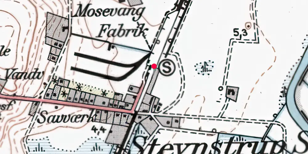Historisk kort over Stevnstrup Billetsalgssted [1900-1903]