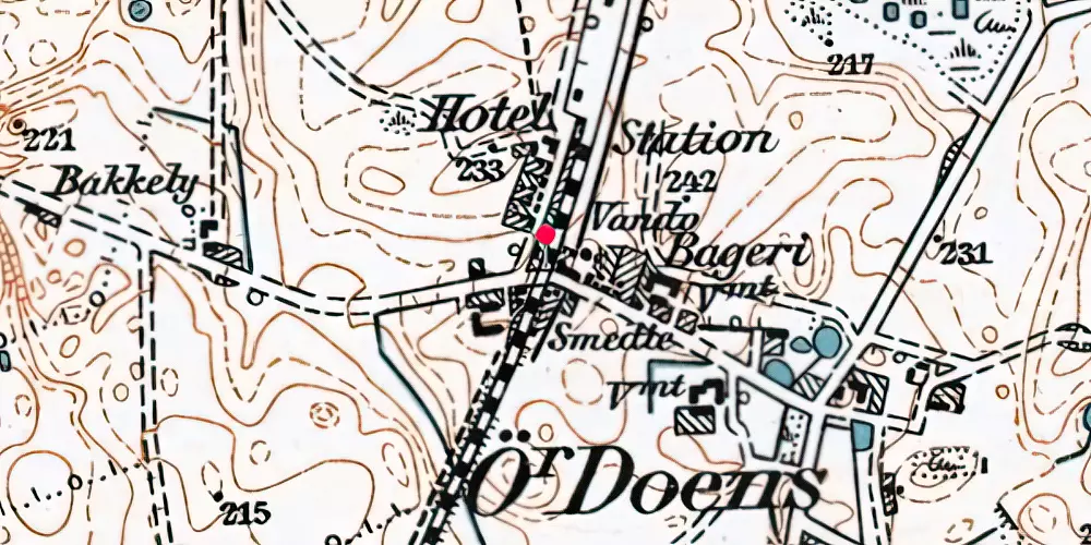 Historisk kort over Øster Doense Holdeplads [1882-1904]