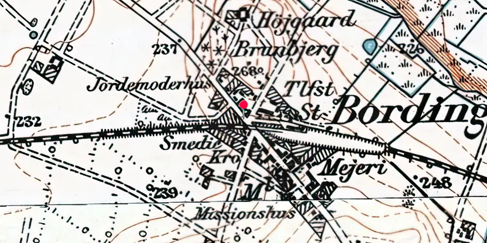 Historisk kort over Bording Holdeplads [1877-1888]