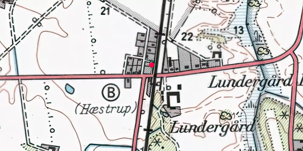 Historisk kort over Hæstrup Billetsalgssted [1873-1917]
