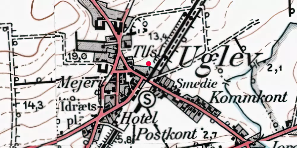 Historisk kort over Uglev Holdeplads [1882-1900]