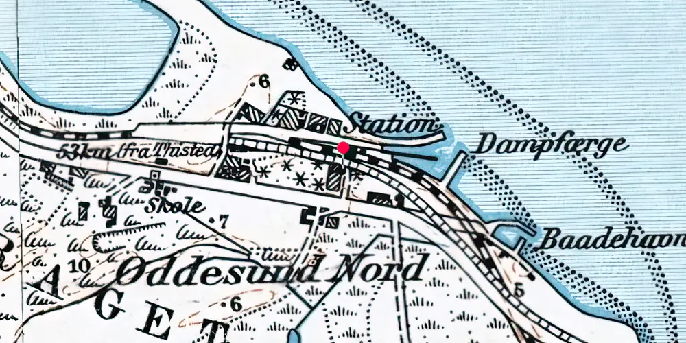 Historisk kort over Oddesund Nord Station [1938-1970]