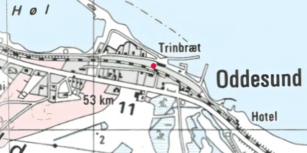 Historisk kort over Oddesund Nord Station [1938-1970]
