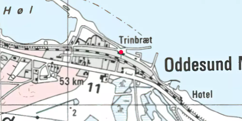 Historisk kort over Oddesund Nord Færgestation [1882-1938]