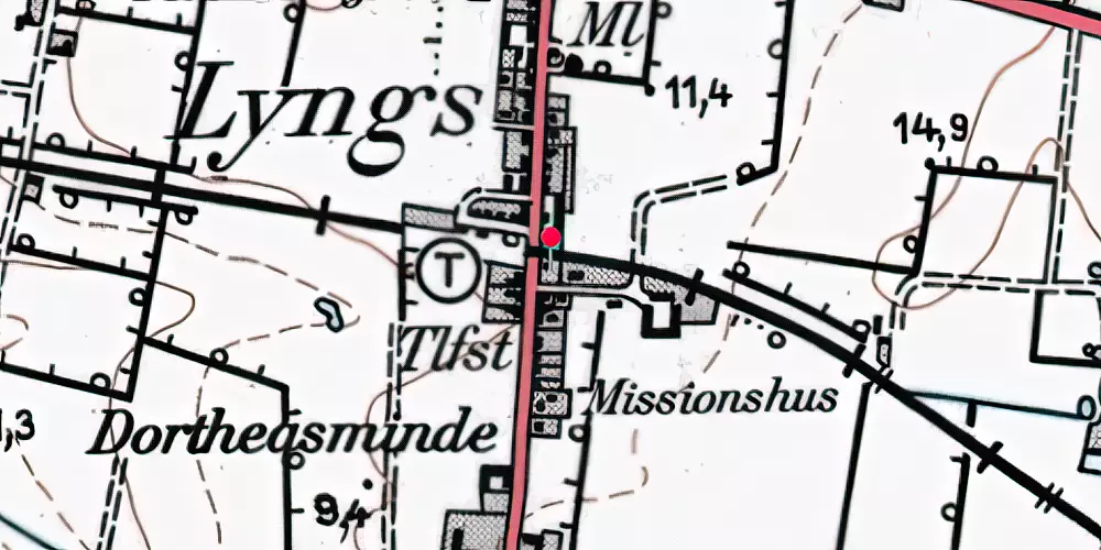 Historisk kort over Lyngs Holdeplads [1882-1900]