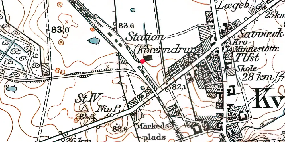 Historisk kort over Kværndrup Station
