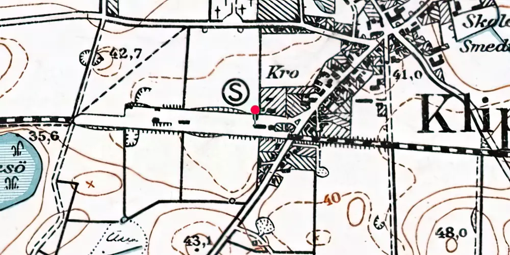 Historisk kort over Kliplev Holdeplads med sidespor [1901-1974]