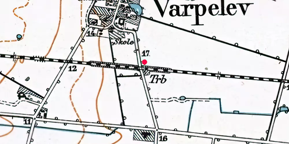 Historisk kort over Varpelev Billetsalgssted [1881-1926]
