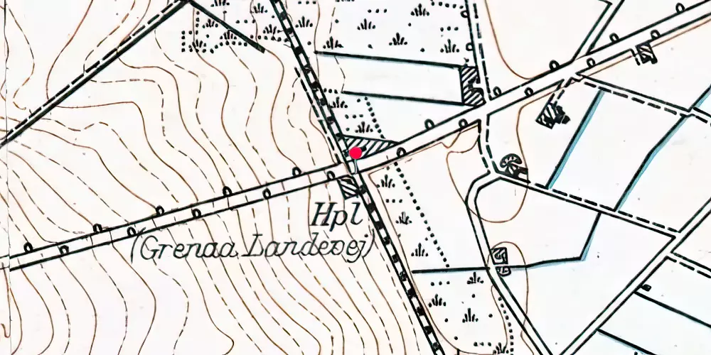 Historisk kort over Grenaavej Trinbræt [1925-1938]