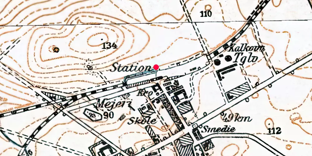 Historisk kort over Trustrup Station