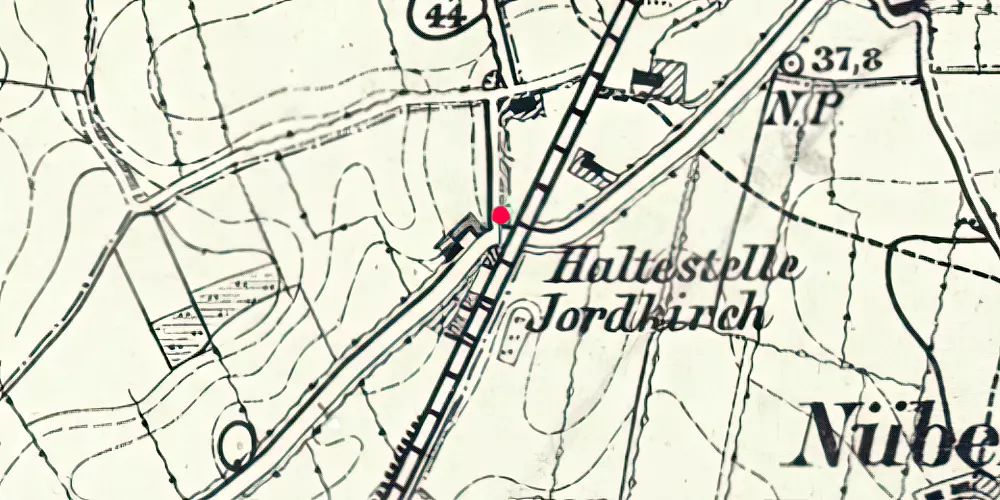 Historisk kort over Hjordkær Station [1864-1970]