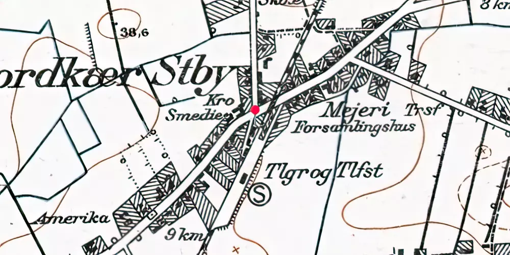 Historisk kort over Hjordkær Holdeplads [1866-1914]