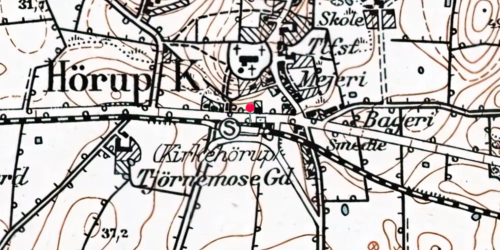 Historisk kort over Kirke-Hørup Station