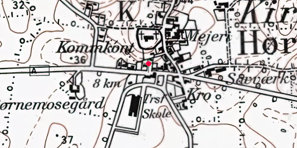 Historisk kort over Kirke-Hørup Station [1898-1961]