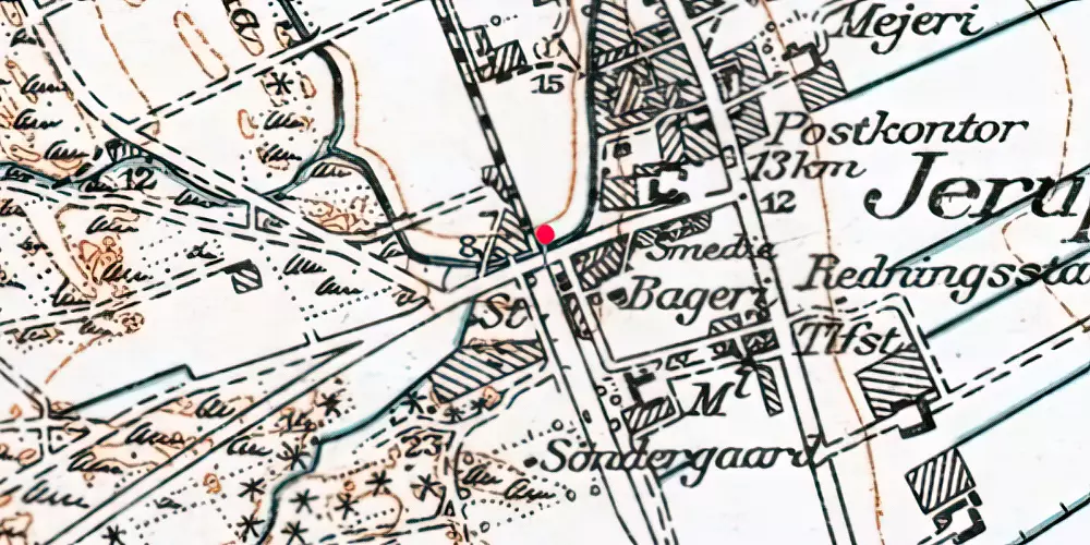Historisk kort over Jerup Station [1890-1967]