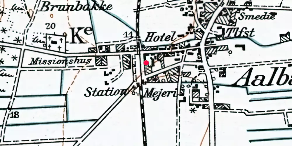 Historisk kort over Ålbæk Station [1934-1967]