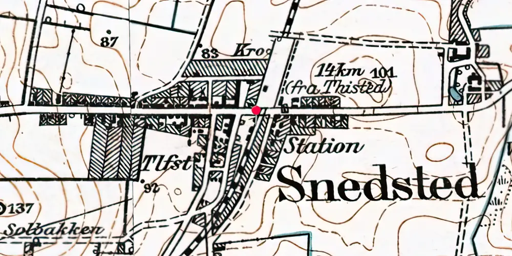 Historisk kort over Snedsted Station [1882-1967]