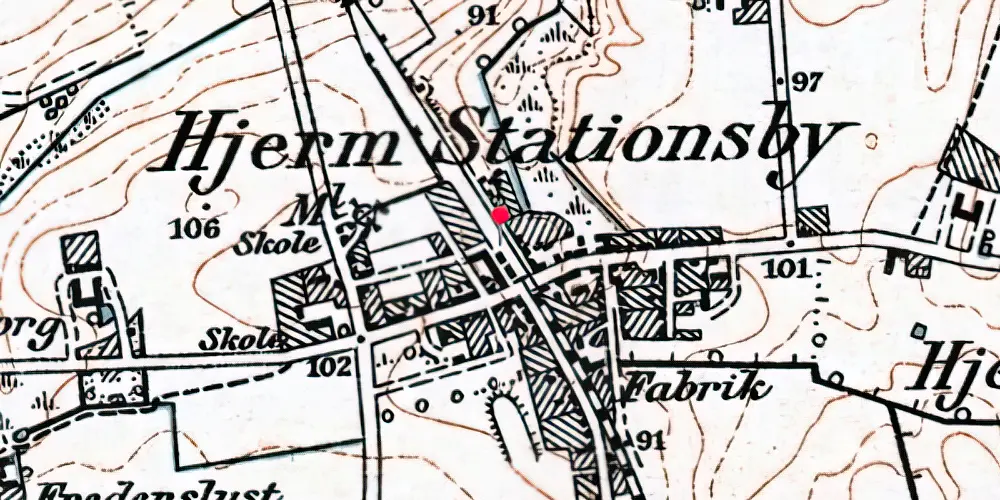 Historisk kort over Hjerm Station [1893-2000]
