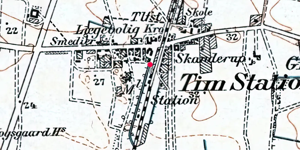 Historisk kort over Tim Station [1875-1970]