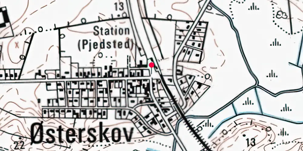 Historisk kort over Pjedsted Station [1922-1971]