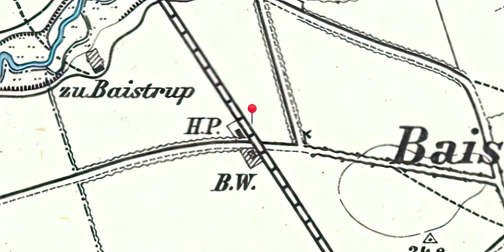 Historisk kort over Bajstrup Billetsalgssted [1898-1905]