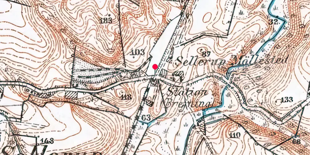 Historisk kort over Brejning Billetsalgssted [1868-1952]