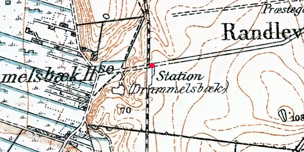 Historisk kort over Drammelsbæk Billetsalgssted [1904-1920]