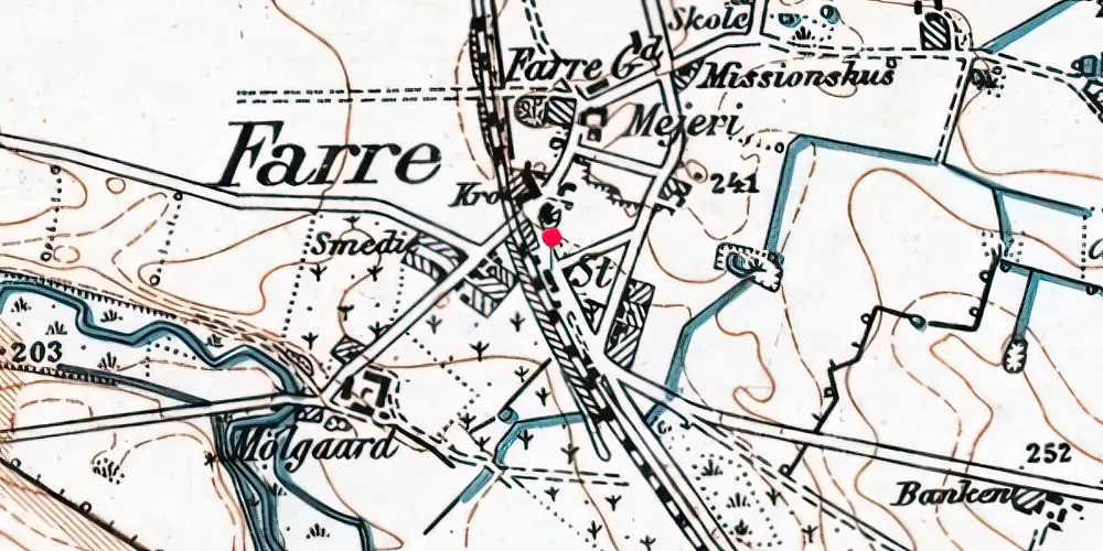 Historisk kort over Farre Station [1906-1914]