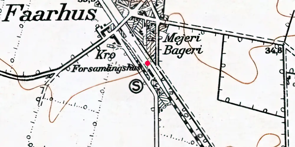 Historisk kort over Fårhus Station [1866-1969]