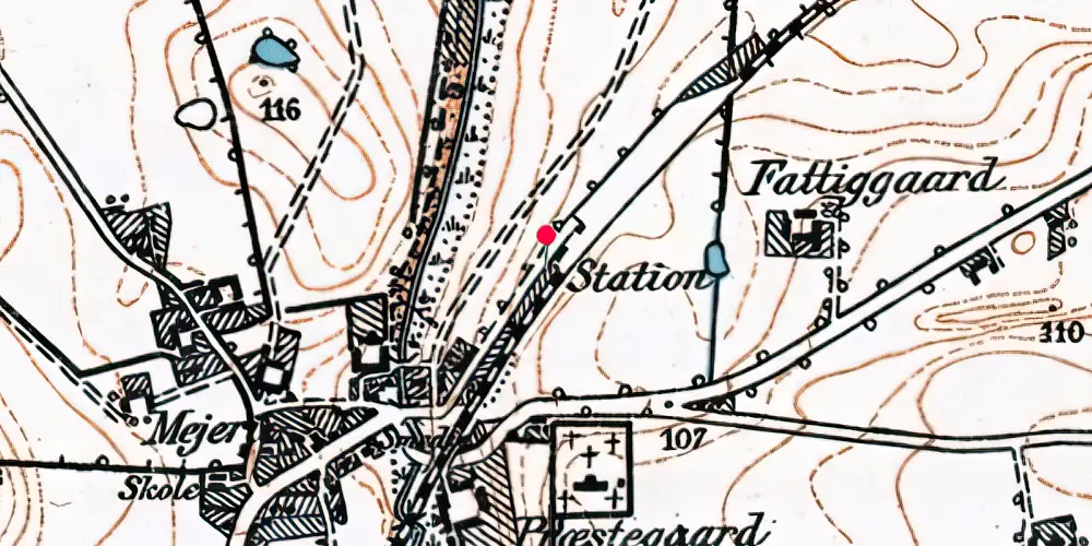 Historisk kort over Hatting Billetsalgssted [1892-1898]