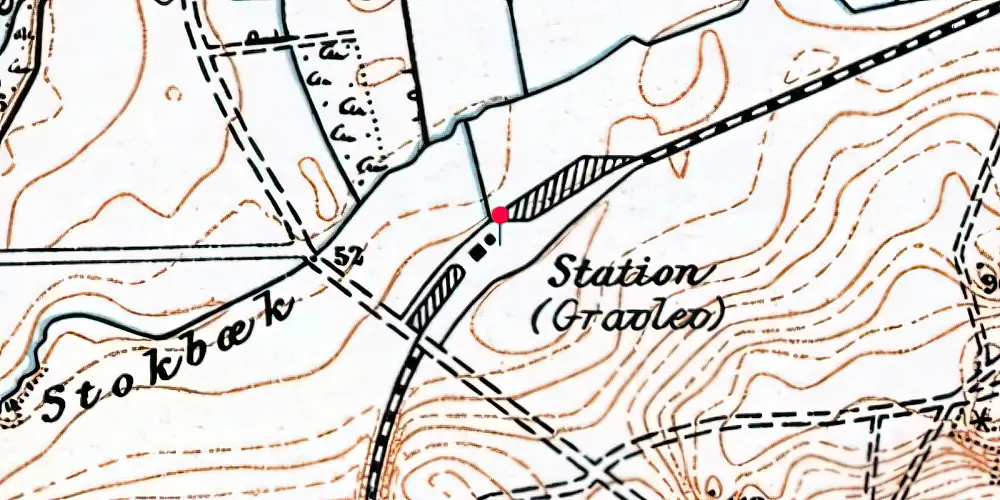 Historisk kort over Gravlev Station [1901-1933]