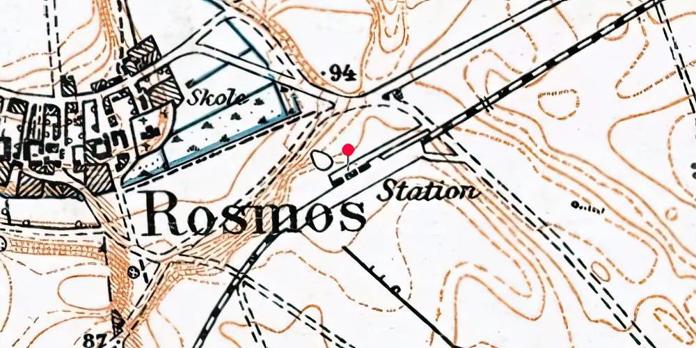 Historisk kort over Rosmus Station [1901-1933]
