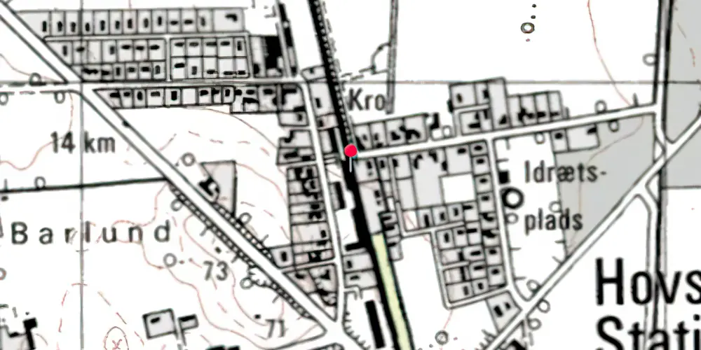 Historisk kort over Hovslund Stationsby Trinbræt [1866-1879]