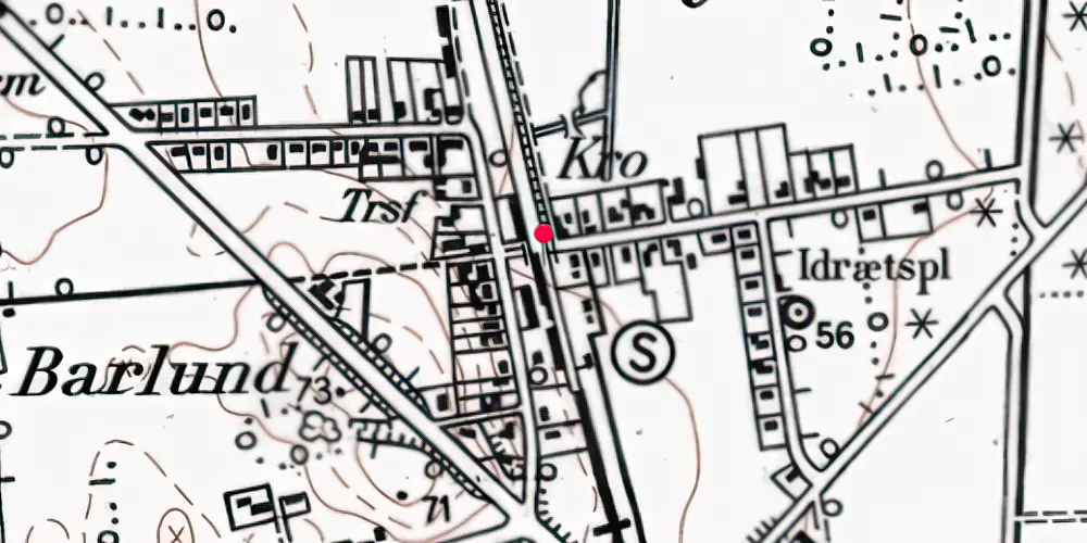 Historisk kort over Hovslund Stationsby Trinbræt [1968-1972]