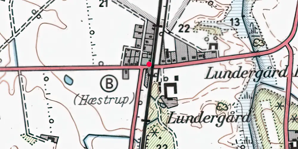 Historisk kort over Hæstrup Station [1934-1963]
